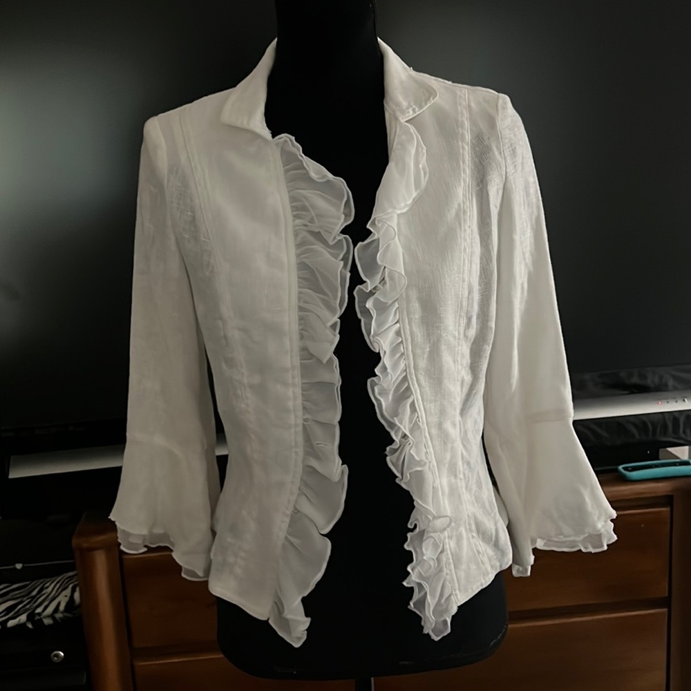 LENA GABRIELLE cream 100% linen jacket size 2